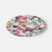 Roze Kawaii Katten Pool Party Verjaardag Papieren Bordje (Gekanteld)