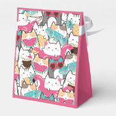 Roze Kawaii Katten Pool Verjaardagsfeest Bedankdoosjes (Achterkant)