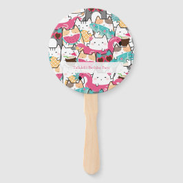 Roze Kawaii Katten Pool Verjaardagsfeest Handwaaier