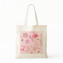 Roze Kawaii meisjesachtige boodschappentas.