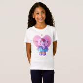 Roze Kawaii olifant verliefd T-shirt (Voorkant volledig)