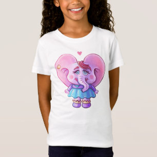 Roze Kawaii olifant verliefd T-shirt
