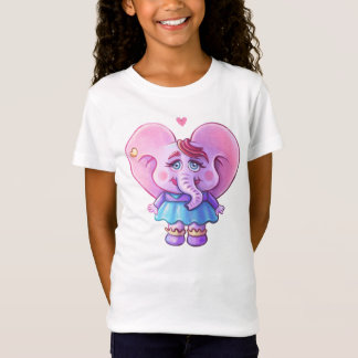 Roze Kawaii olifant verliefd T-shirt