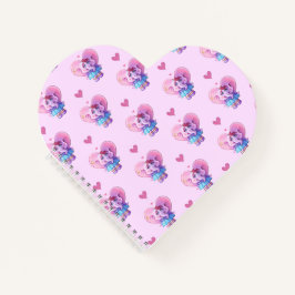 Roze Kawaii olifantenmeisje verliefd Notitieboek