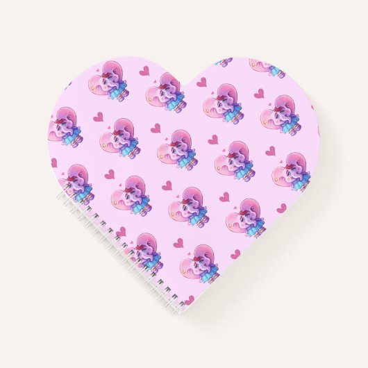 Roze Kawaii olifantenmeisje verliefd Notitieboek (Voorkant)