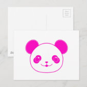 Roze Kawaii Panda Beer Briefkaart (Voorkant / Achterkant)