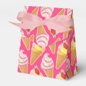 Roze Kawaii-patroon met aardbeienijs Bedankdoosjes (Voorkant Zijde)