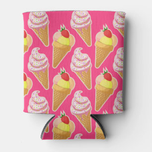 Roze Kawaii-patroon met aardbeienijs Blikjeskoeler