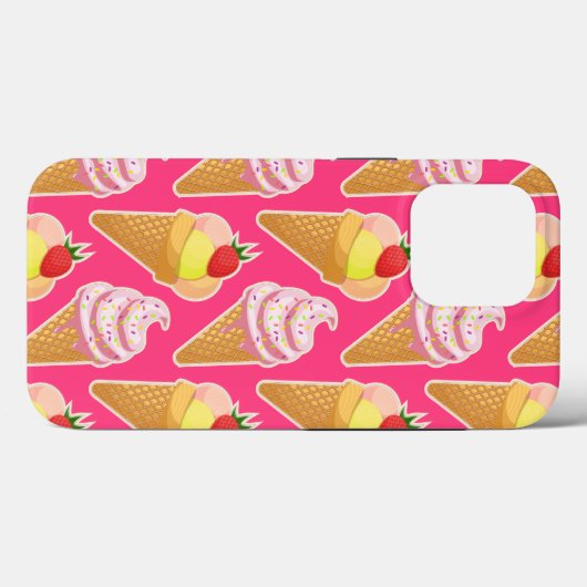 Roze Kawaii-patroon met aardbeienijs Case-Mate iPhone Case (Achterkant (horizontaal))
