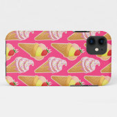 Roze Kawaii-patroon met aardbeienijs Case-Mate iPhone Case (Achterkant (horizontaal))