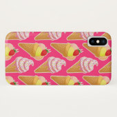 Roze Kawaii-patroon met aardbeienijs Case-Mate iPhone Case (Achterkant (horizontaal))