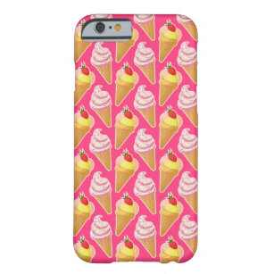 Roze Kawaii-patroon met aardbeienijs Barely There iPhone 6 Hoesje