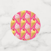 Roze Kawaii-patroon met aardbeienijs Confetti (Kleine voorkant)