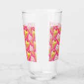 Roze Kawaii-patroon met aardbeienijs Glas (Rechts)