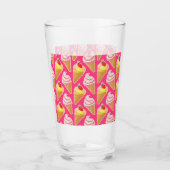 Roze Kawaii-patroon met aardbeienijs Glas (Voorkant)