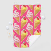 Roze Kawaii-patroon met aardbeienijs Golfhanddoek (Insitu)