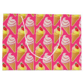 Roze Kawaii-patroon met aardbeienijs Groot Cadeauzakje (Achterkant)