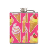 Roze Kawaii-patroon met aardbeienijs Heupfles (Achterkant)