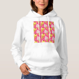 Roze Kawaii-patroon met aardbeienijs Hoodie