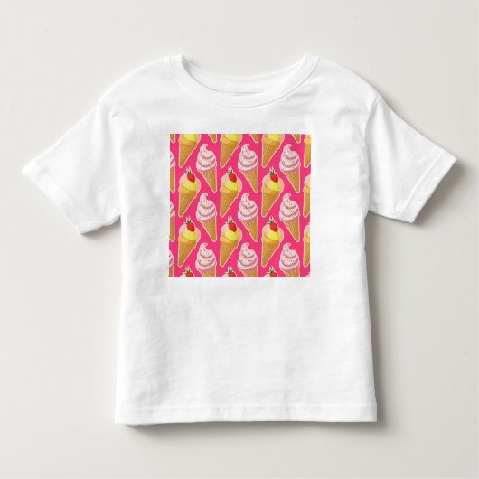 Roze Kawaii-patroon met aardbeienijs Kinder Shirts (Voorkant)