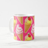 Roze Kawaii-patroon met aardbeienijs Koffiemok (Voorkant links)