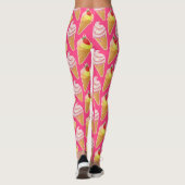 Roze Kawaii-patroon met aardbeienijs Leggings (Achterkant)