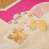 Roze Kawaii-patroon met aardbeienijs Legpuzzel (Zijkant)