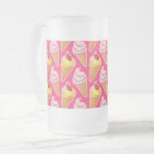Roze Kawaii-patroon met aardbeienijs Matglas Bierpul (Voorkant links)