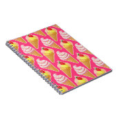Roze Kawaii-patroon met aardbeienijs Notitieboek (Rechterzijde)