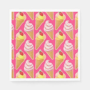 Roze Kawaii-patroon met aardbeienijs Servet