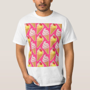 Roze Kawaii-patroon met aardbeienijs T-shirt