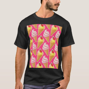 Roze Kawaii-patroon met aardbeienijs T-shirt