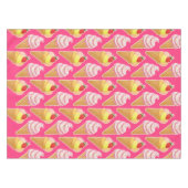 Roze Kawaii-patroon met aardbeienijs Tafelkleed (Voorkant (Horizontaal))