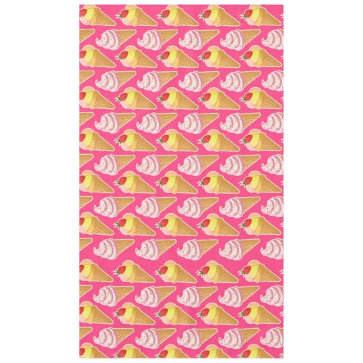 Roze Kawaii-patroon met aardbeienijs Tafelkleed (Voorkant)