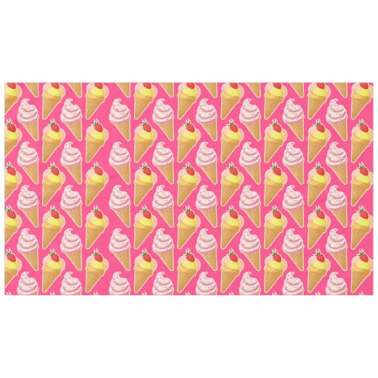 Roze Kawaii-patroon met aardbeienijs Tafelkleed (Voorkant (Horizontaal))