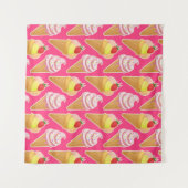 Roze Kawaii-patroon met aardbeienijs Wandkleed (Voorkant (horizontaal))