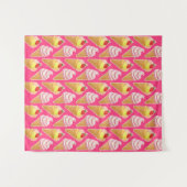 Roze Kawaii-patroon met aardbeienijs Wandkleed (Voorkant (horizontaal))