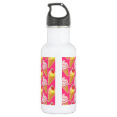 Roze Kawaii-patroon met aardbeienijs Waterfles (Achterkant)
