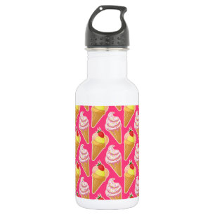 Roze Kawaii-patroon met aardbeienijs Waterfles