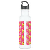 Roze Kawaii-patroon met aardbeienijs Waterfles (Achterkant)