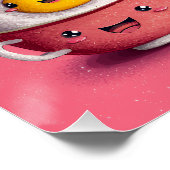 Roze Kawaii Sushi Feest Perfect Poster (Hoek)