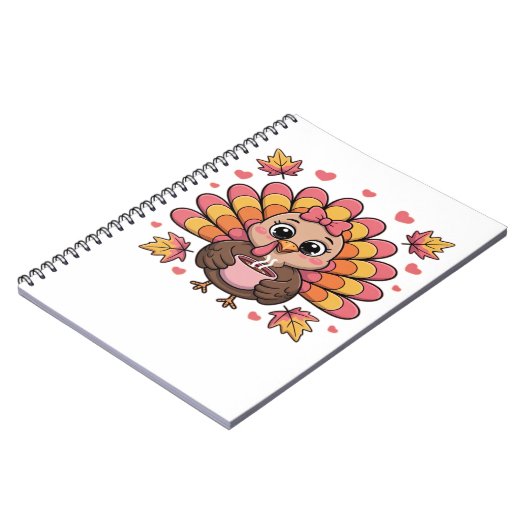 roze kawaii Thanksgiving kalkoen Classic T-Shirt Notitieboek (Linkerzijde)