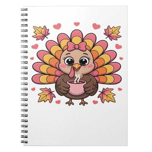 roze kawaii Thanksgiving kalkoen Classic T-Shirt Notitieboek (Voorkant)