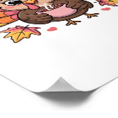 roze kawaii Thanksgiving kalkoen Classic T-Shirt Poster (Hoek)