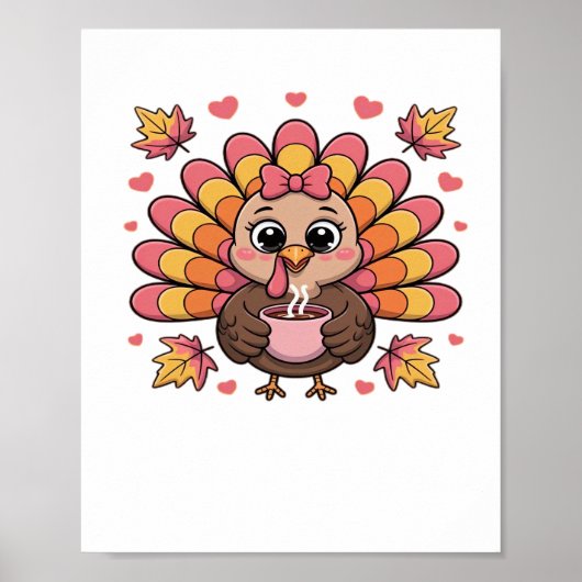 roze kawaii Thanksgiving kalkoen Classic T-Shirt Poster (Voorkant)