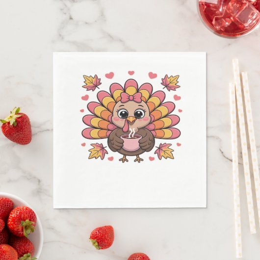 roze kawaii Thanksgiving kalkoen Classic T-Shirt Servet (Insitu)