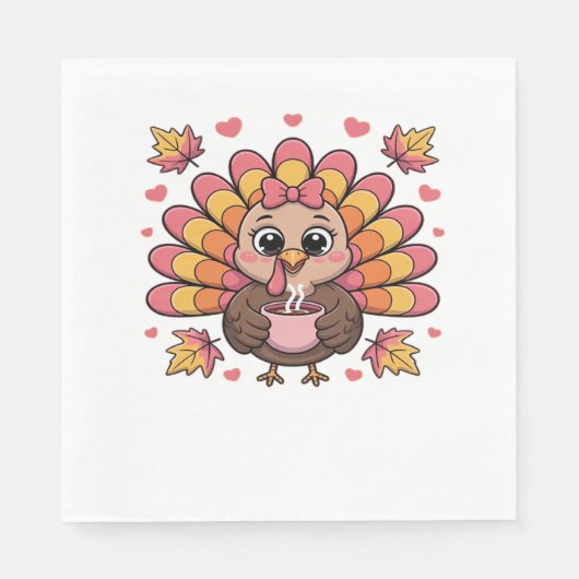 roze kawaii Thanksgiving kalkoen Classic T-Shirt Servet (Voorkant)