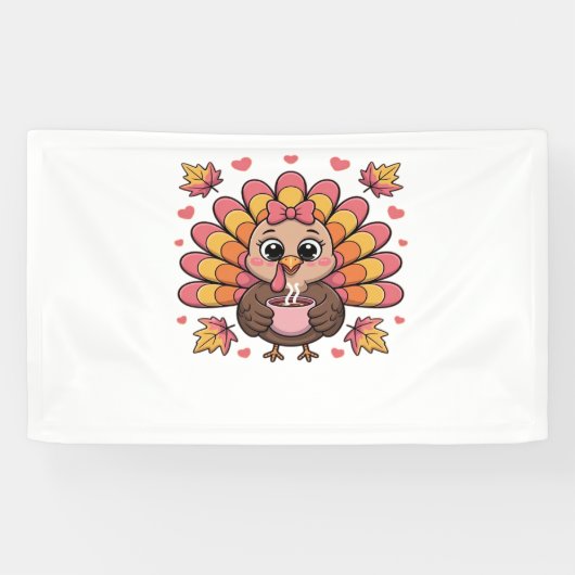 roze kawaii Thanksgiving kalkoen Classic T-Shirt Spandoek (Horizontaal)