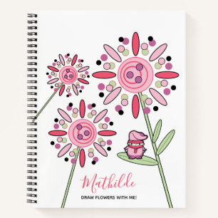 Roze Kawaii Woodlands Sprite and Flowers Name Notitieboek