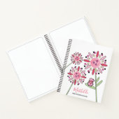 Roze Kawaii Woodlands Sprite en bloemen Naam Notitieboek (Binnen)